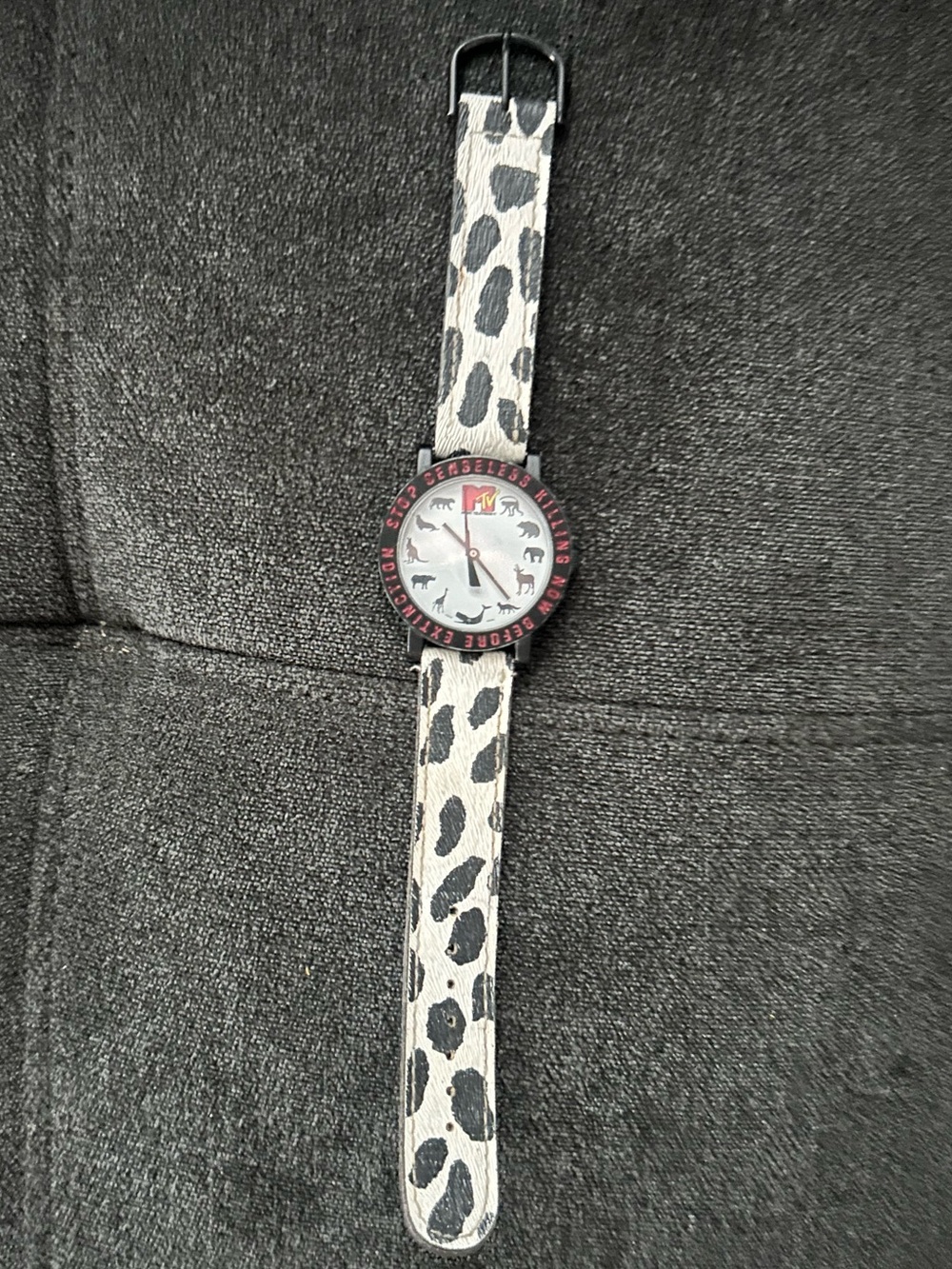 MTV Leopard-Print Women's Watch in Black and White with Pink Accents